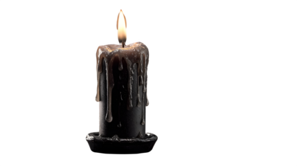 Dripping Black Candle, isolated on transparent background