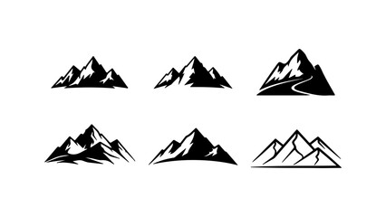Mountain range silhouettes with transparent background