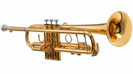 Gleaming Brass Trumpet with Three Valves and Bright Finish