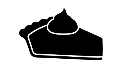 Pie slice with whipped cream topping with transparent background