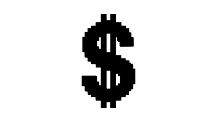 Obraz premium Pixel dollar sign with transparent background