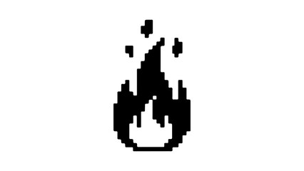 Pixel fire flame with transparent background