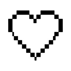 Pixel heart shape with transparent background