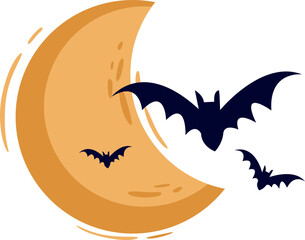 Halloween Bats and Moon