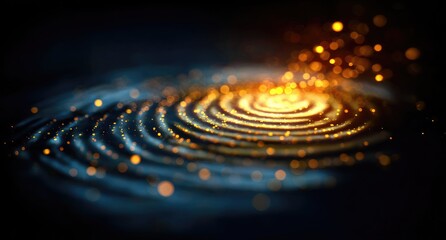Fototapeta premium Abstract swirling spiral with golden particles