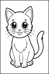 Obraz premium Black and white cartoon illustration of a cute kitten