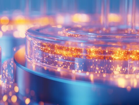 Quantum computer core in a high-tech lab with swirling energy for innovation and technology
