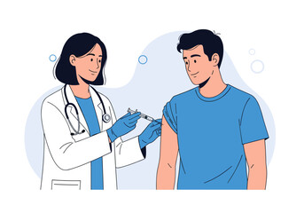 A doctor administers a vaccination to a patient in a medical clinic providing essential healthcare services