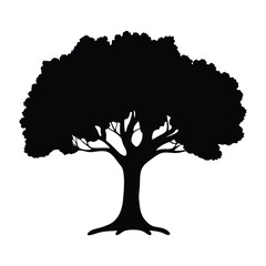 Black tree silhouette vector illustration for nature landscape and tree art design projects