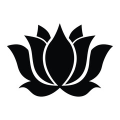 Download high resolution black and white lotus flower vector illustration for graphic design projects