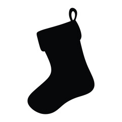 Christmas stocking vector silhouette illustration for holiday decoration and design template use in print