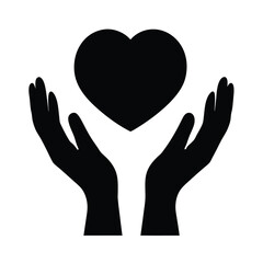 Heart in hands vector graphic design for love and care symbol with support and charity themes