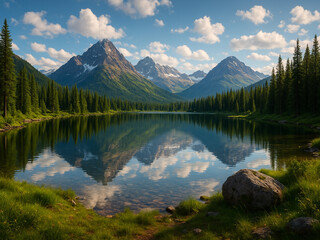 Fototapeta premium lake and mountains