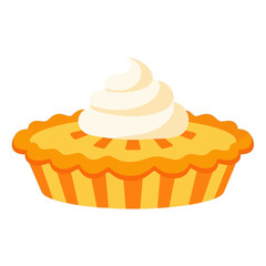 Individual pumpkin tartlet with a flaky crust and a large dollop of whipped cream for a personal Thanksgiving dessert.