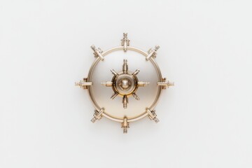 Fototapeta premium Circular metallic safe vault door with locking mechanism for security and protection design