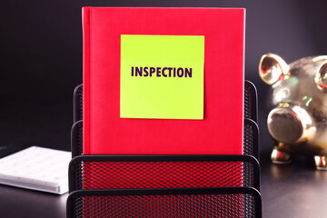 Concept word INSPECTION. Business answer and analysis, problem ask, interrogation, research...