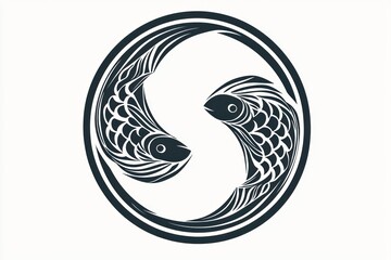 Pisces Zodiac Sign Isolated On White Background. Horoscope. Pisces Horoscope Symbol. Astrological Pisces Design. Pisces Sign Icon. Detailed Pisces Zodiac Emblem Isolated. Astrology.