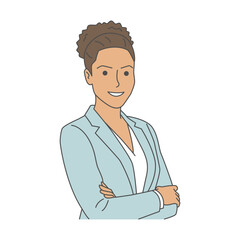 Illustration of a confident business woman wearing formal attire, representing professionalism and success