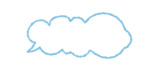 Organic hand drawn blue chalk speech bubble outline with a soft cloud shape. Conversation bubble and message element brings a round style for chat or comment. Subtle rectangle form and graphic for