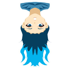 vector illustration of woman upside down