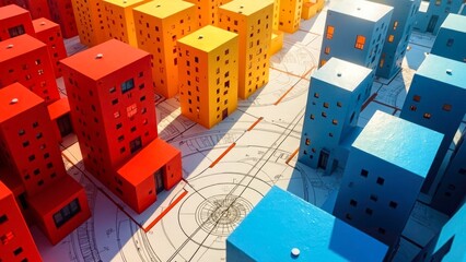 Colorful Creative Geometric House Gathering Map