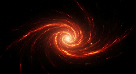 Dramatic Spiral Galaxy with Fiery Orange Light and Twisting Arms for Space Exploration and Cosmic Backgrounds