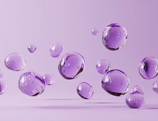 Floating, translucent, purple orbs on a pastel purple background