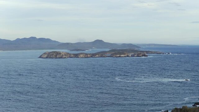 Aerial view of Isla Pajarera and Isla Cocinas off Punta Perula coast, Jalisco Costalegre, Mexico