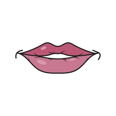 Lips pink vector cartoon illustration template