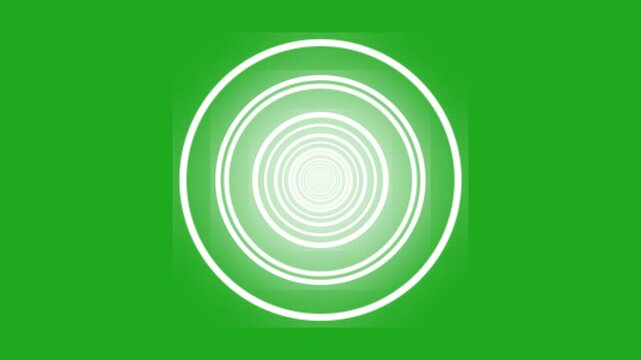 Animation of concentric white circles in the center of a bright green background.