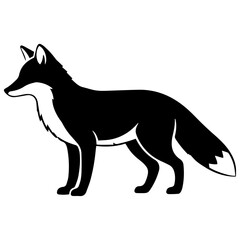 Minimal black silhouette of a fox, flat simple design.
