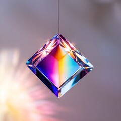 Glowing vibrant crystal gemstone suspended in air , digital art 