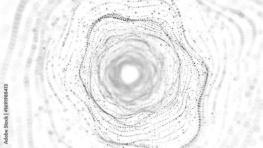 Aufkleber futuristic moving wireframe tunnel in digital space. deep stunning wavy wormhole on white background