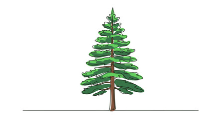 Stylized coniferous tree illustration with freeform hand-drawn aesthetic line