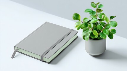 Minimalist Gray Notebook with Stylus on Desk