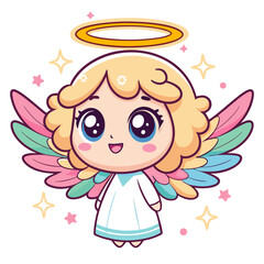 Create Bold Stroke Kawaii Chibi Angel With Halo Premium Digital Asset Great for Commercial Projects