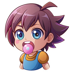 Showcasing Create Bold Stroke Kawaii Chibi Child Blowing Bubb Stunning High-Quality Stock Image