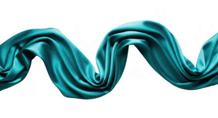 Elegant turquoise silk floating against dark abyss in a captivating dance