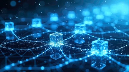 Obraz premium Technology Blue Multi Node Network Screen