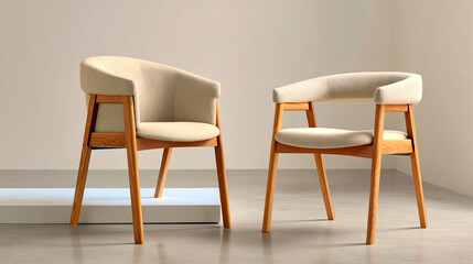 Minimalist Modern Chairs:  Woven Textile and Light Wood Design