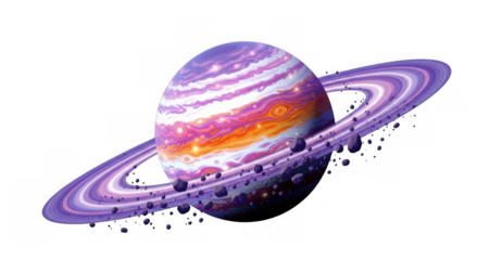 Whimsical cosmic entity with luminous swirling textures and encircling ringlets