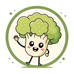 Cheerful Chibi Cauliflower Giving a High‑Five, Cute Kawaii Vegetable Cartoon Character with Happy Smile, Playful Healthy Food Illustration Full of Fun and Whimsical Energy