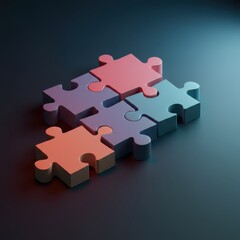 Connected Jigsaw Puzzle Teamwork Strategy and ProblemSolving Concept.