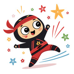 Featuring Create Bold Stroke Kawaii Ninja Jumping Crisp Creative Visual