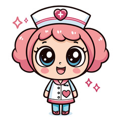 Dynamic Create Bold Stroke Kawaii Nurse Character Smiling Creative Visual