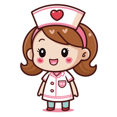 Create Bold Stroke Kawaii Nurse Character Smiling Creative Visual Ideal for Marketing