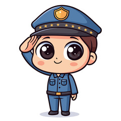 Create Bold Stroke Kawaii Police Chibi Saluting Premium Digital Asset Ideal for Marketing