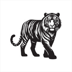 Hand drawn tiger silhouette vector