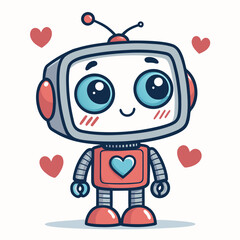 Showcasing Create Bold Stroke Kawaii Robot Character With Hea Stunning High-Quality Stock Image