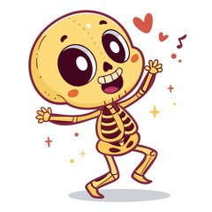 Vibrant Create Bold Stroke Kawaii Skeleton Chibi Dancing Professional Photo